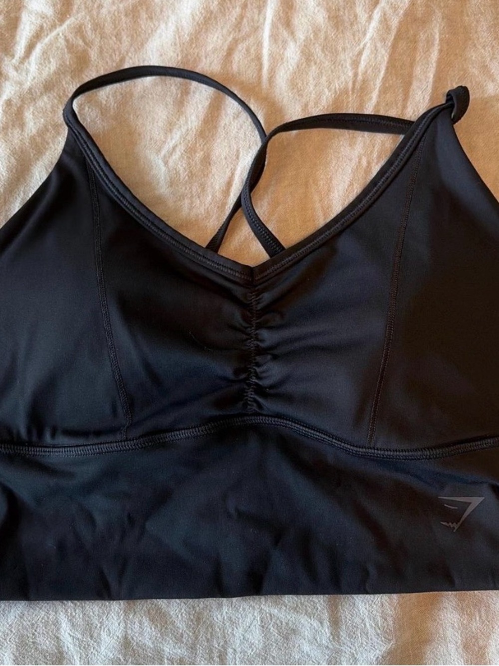 Gymshark Black Sports Bra with Tag Detail
